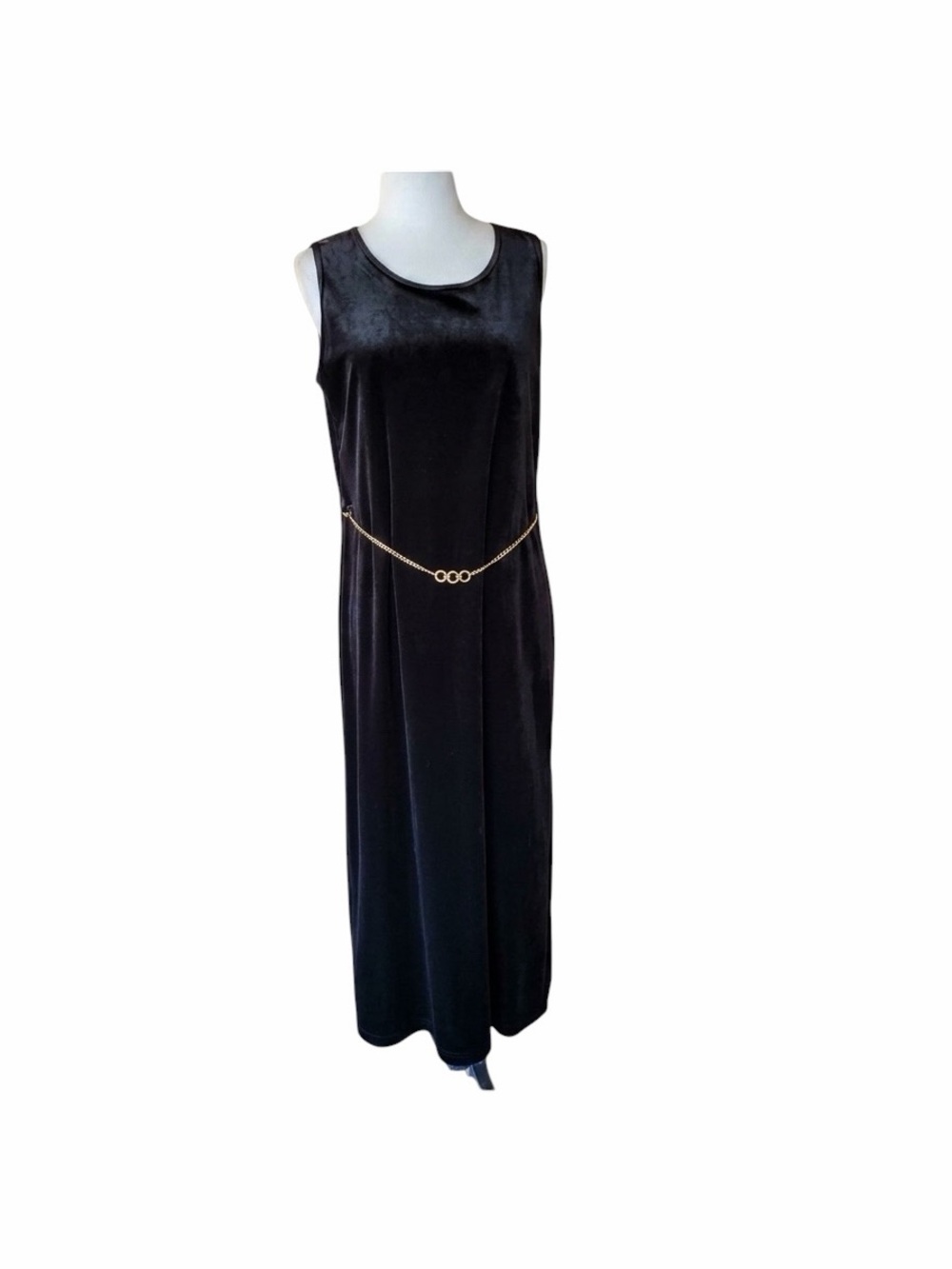 Late 80s/90s Colon Wear Black Velour Slip Maxi Dress & Matching Ribbed Jacket Se - Picture 6 of 8